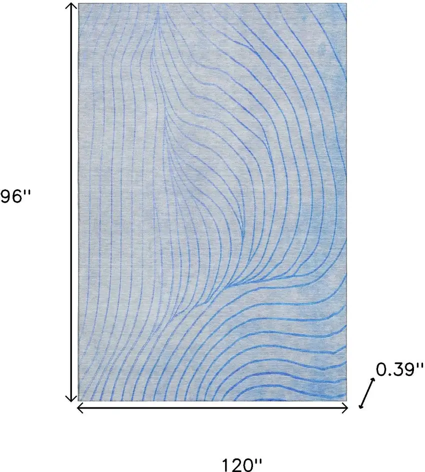 Blue And Silver Abstract Washable Area Rug With UV Protection Photo 9