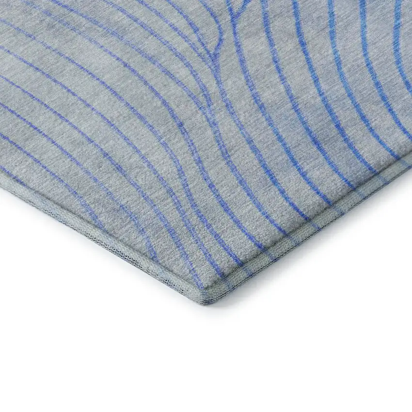 Blue And Silver Abstract Washable Area Rug With UV Protection Photo 7
