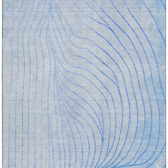 Blue And Silver Abstract Washable Area Rug With UV Protection Photo 4
