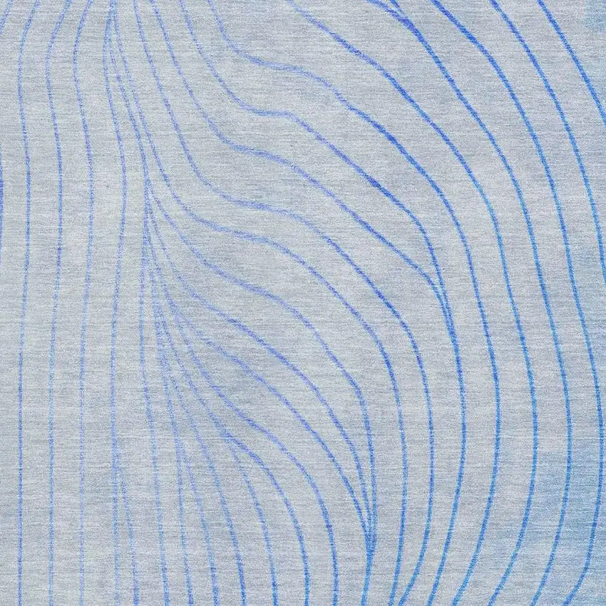Blue And Silver Abstract Washable Area Rug With UV Protection Photo 3