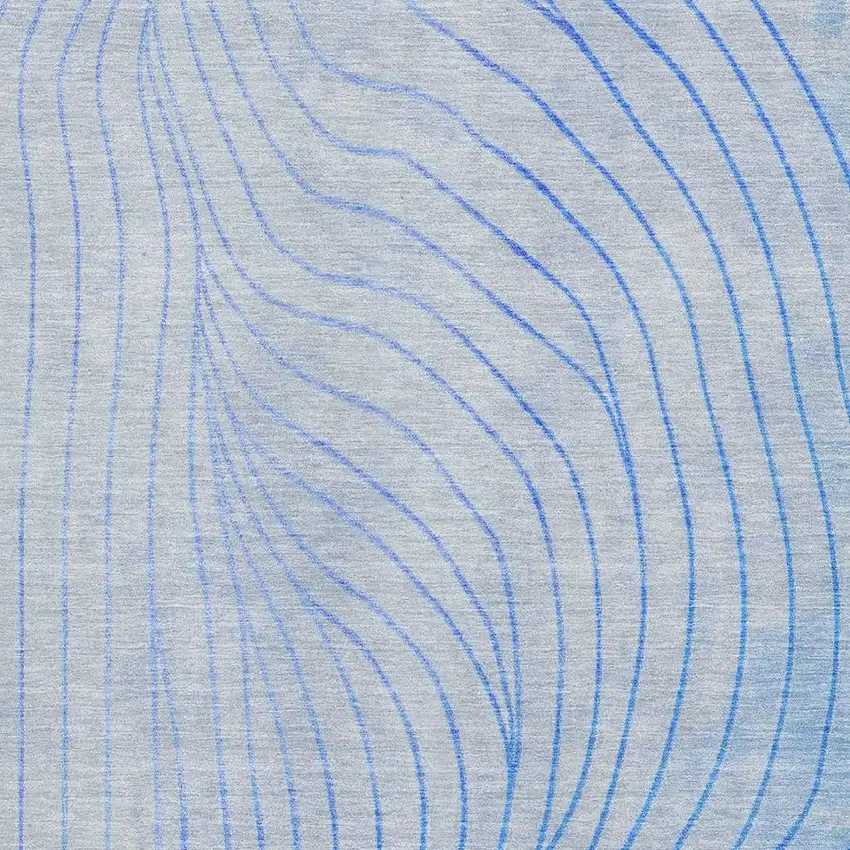 Blue And Silver Abstract Washable Area Rug With UV Protection Photo 3