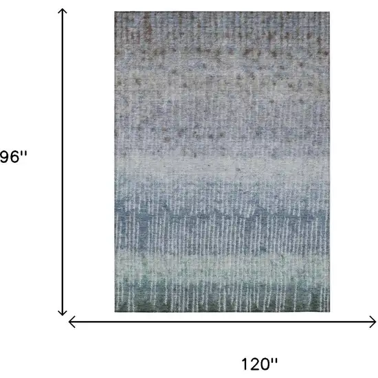 Blue And Silver Abstract Washable Indoor Outdoor Area Rug Photo 5