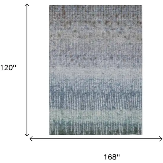 Blue And Silver Abstract Washable Indoor Outdoor Area Rug Photo 5