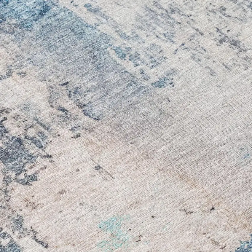 Blue And Silver Abstract Washable Indoor Outdoor Area Rug Photo 5