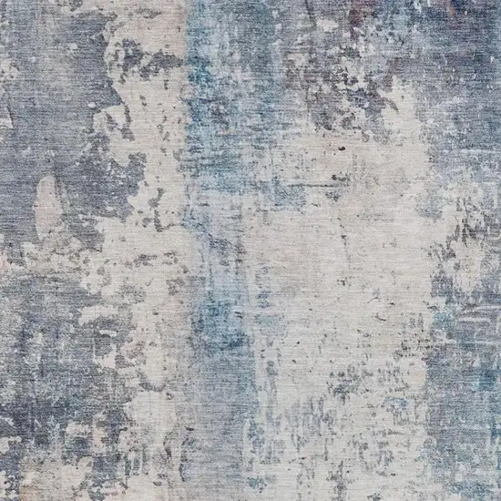 Blue And Silver Abstract Washable Indoor Outdoor Area Rug Photo 8