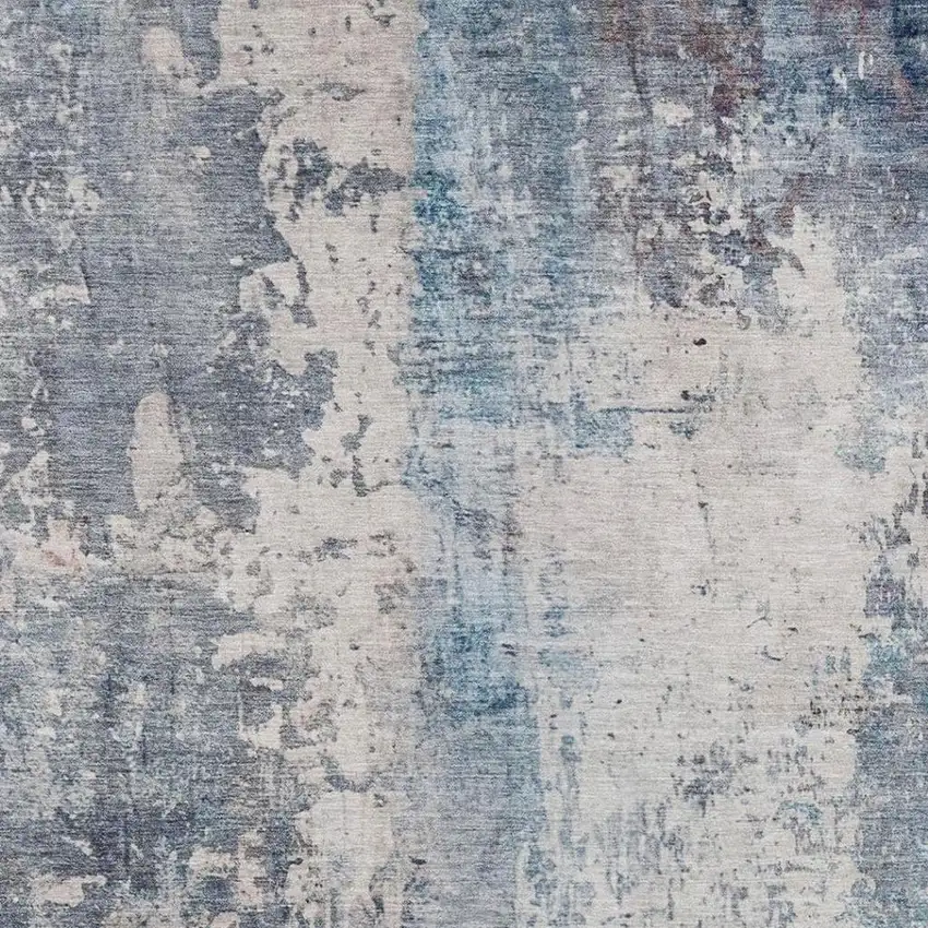 Blue And Silver Abstract Washable Indoor Outdoor Area Rug Photo 4