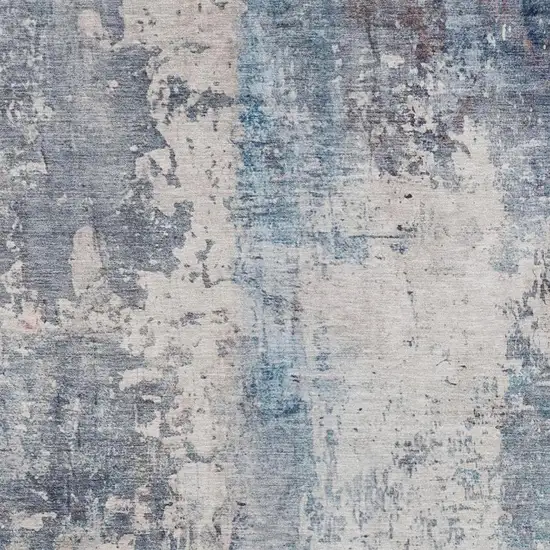 Blue And Silver Abstract Washable Indoor Outdoor Area Rug Photo 6