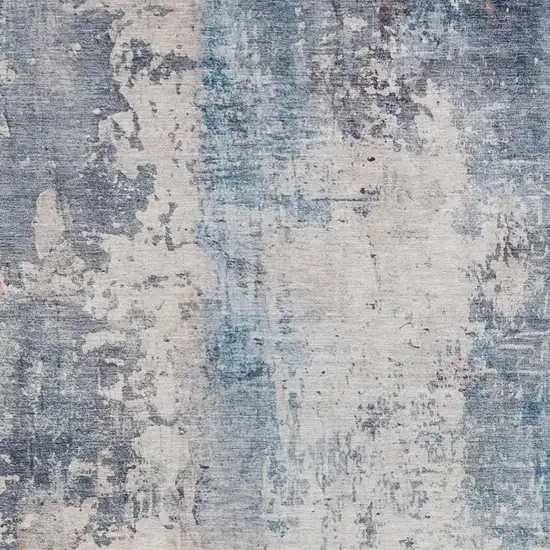 Blue And Silver Abstract Washable Indoor Outdoor Area Rug Photo 8
