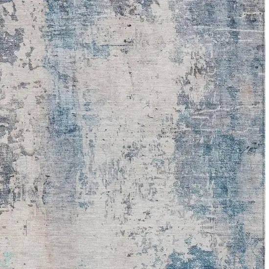 Blue And Silver Abstract Washable Indoor Outdoor Area Rug Photo 8
