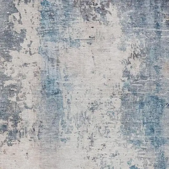 Blue And Silver Abstract Washable Indoor Outdoor Area Rug Photo 4