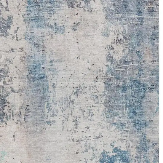 Blue And Silver Abstract Washable Indoor Outdoor Area Rug Photo 5