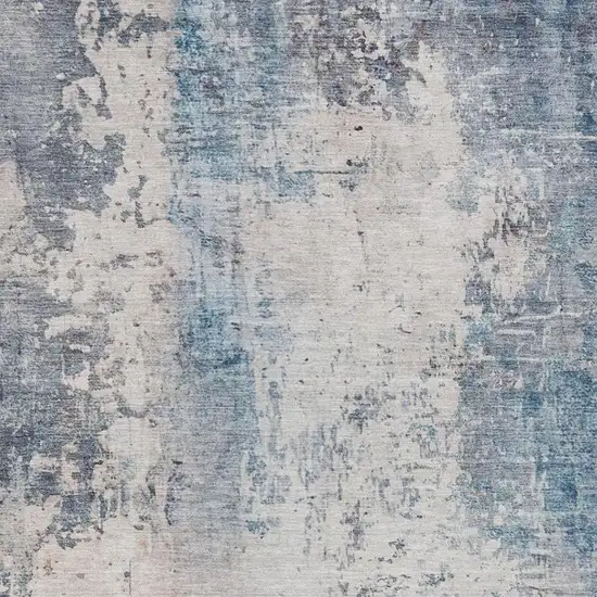 Blue And Silver Abstract Washable Indoor Outdoor Area Rug Photo 1