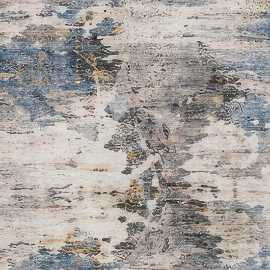 Blue And Silver Abstract Washable Indoor Outdoor Area Rug Photo 8