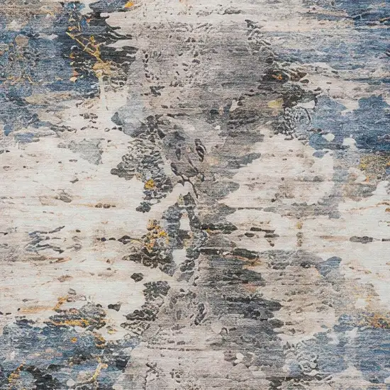 Blue And Silver Abstract Washable Indoor Outdoor Area Rug Photo 5