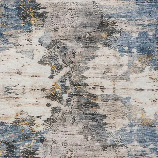 Blue And Silver Abstract Washable Indoor Outdoor Area Rug Photo 9