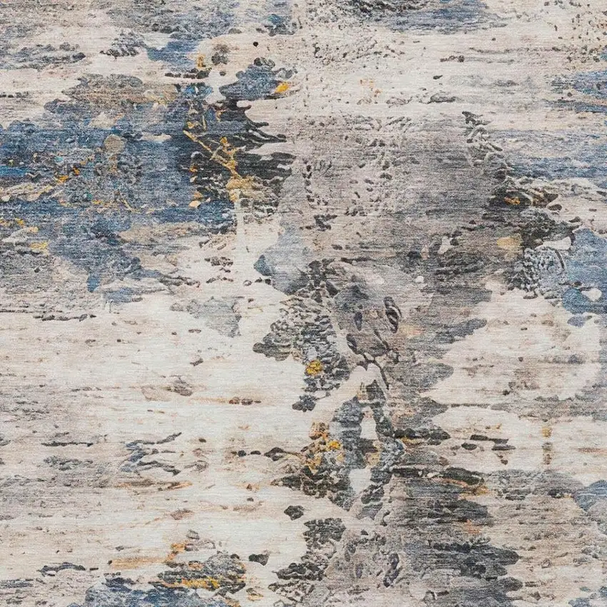 Blue And Silver Abstract Washable Indoor Outdoor Area Rug Photo 5