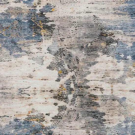 Blue And Silver Abstract Washable Indoor Outdoor Area Rug Photo 6