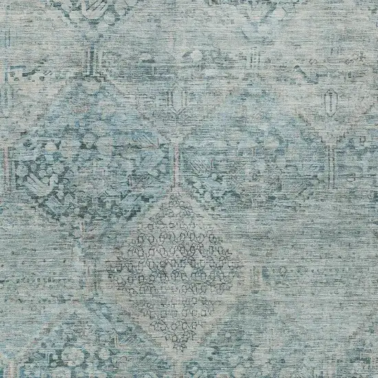 Blue And Silver Geometric Washable Indoor Outdoor Area Rug Photo 4