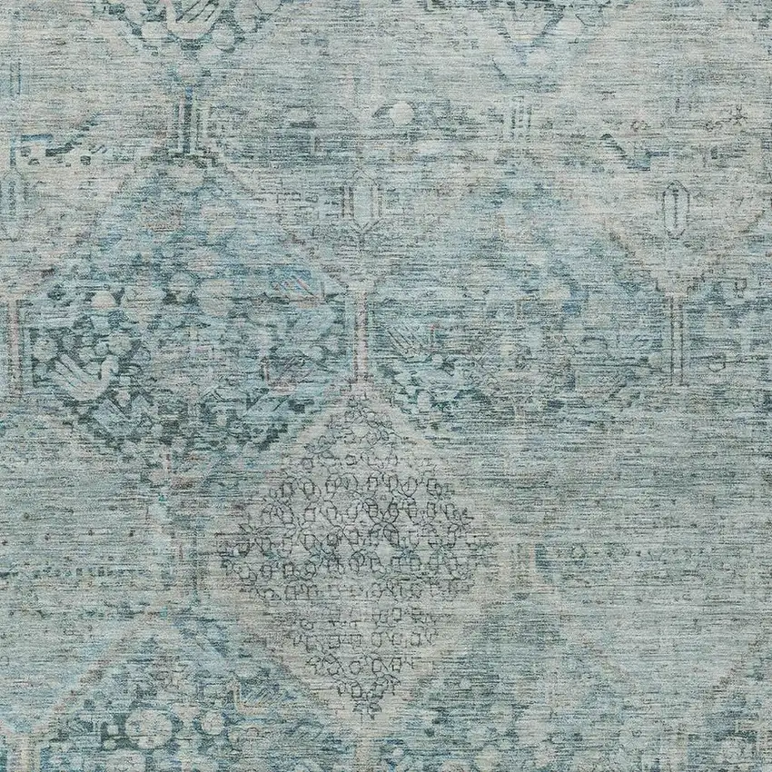 Blue And Silver Geometric Washable Indoor Outdoor Area Rug Photo 4