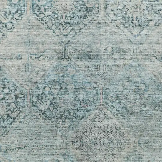 Blue And Silver Geometric Washable Indoor Outdoor Area Rug Photo 3