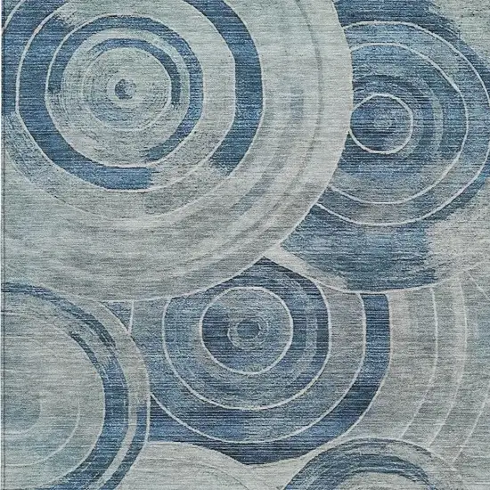 Blue And Silver Geometric Washable Indoor Outdoor Area Rug Photo 3