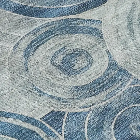 Blue And Silver Geometric Washable Indoor Outdoor Area Rug Photo 9