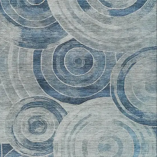 Blue And Silver Geometric Washable Indoor Outdoor Area Rug Photo 3