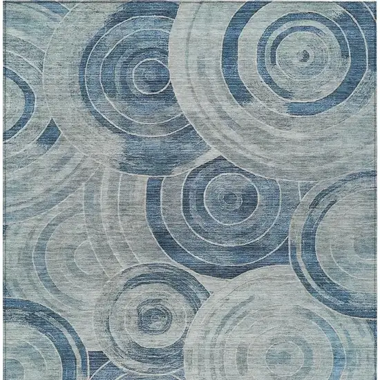 Blue And Silver Geometric Washable Indoor Outdoor Area Rug Photo 3