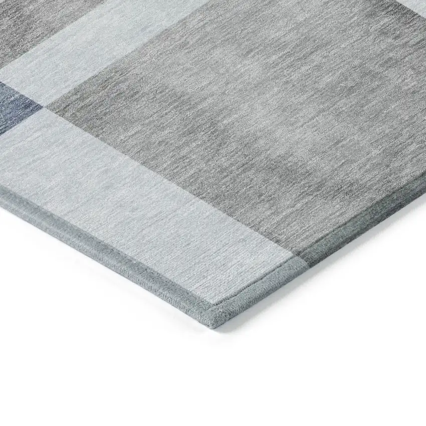 Blue And Silver Geometric Washable Indoor Outdoor Area Rug Photo 5