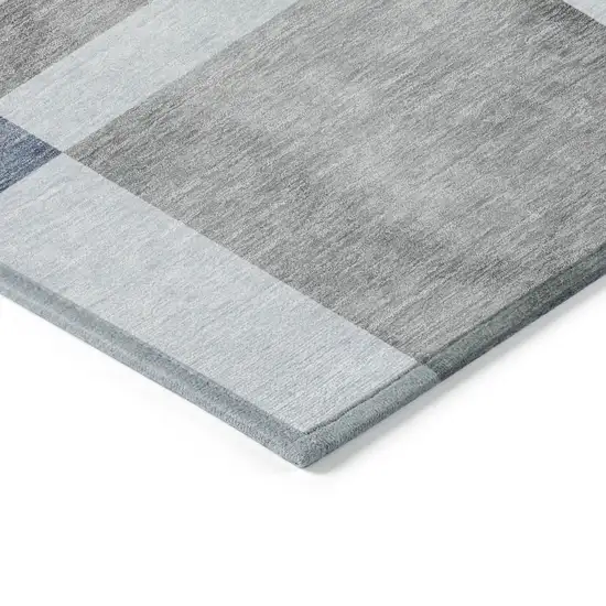 Blue And Silver Geometric Washable Indoor Outdoor Area Rug Photo 5