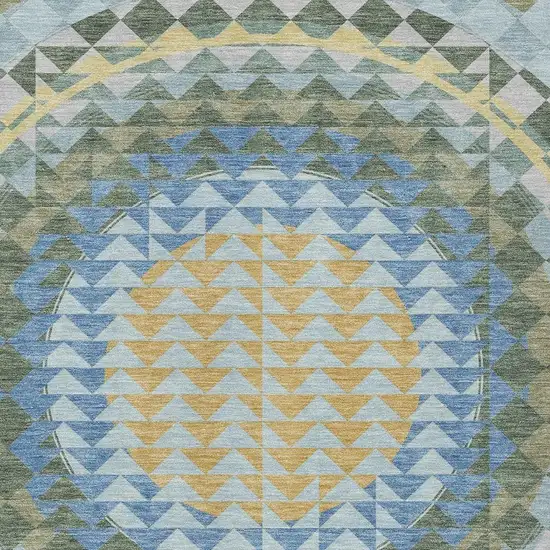 Blue And Silver Geometric Washable Indoor Outdoor Area Rug Photo 3