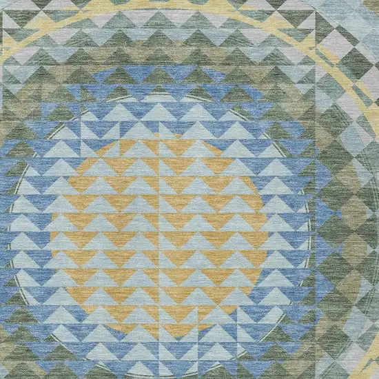 Blue And Silver Geometric Washable Indoor Outdoor Area Rug Photo 5