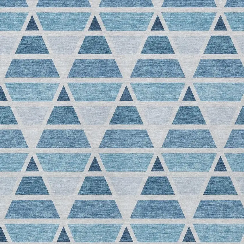 Blue And Silver Geometric Washable Indoor Outdoor Area Rug Photo 3