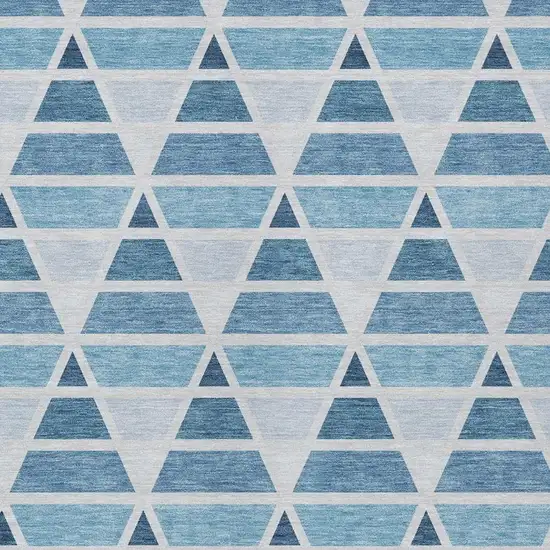 Blue And Silver Geometric Washable Indoor Outdoor Area Rug Photo 3
