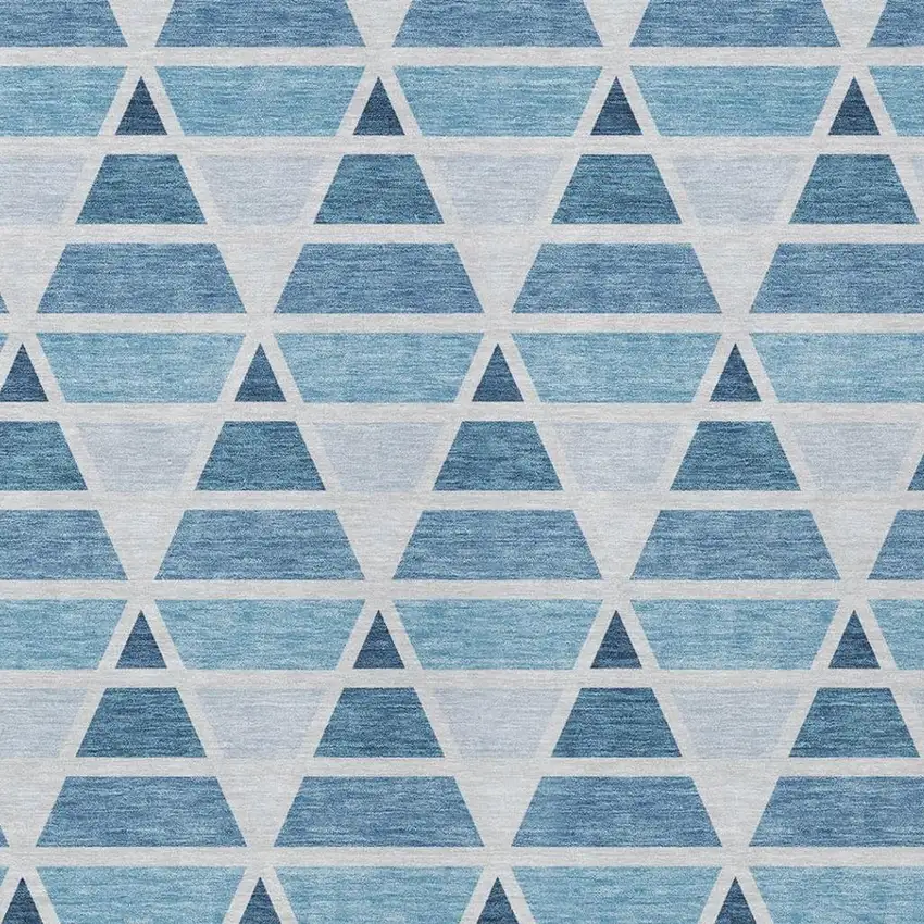 Blue And Silver Geometric Washable Indoor Outdoor Area Rug Photo 3