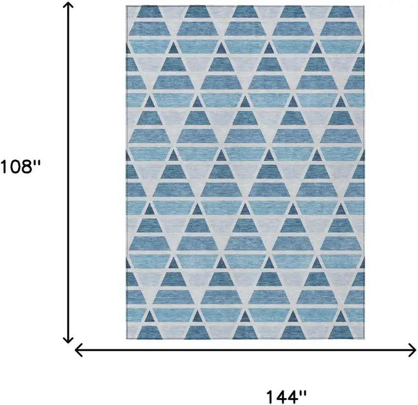 Blue And Silver Geometric Washable Indoor Outdoor Area Rug Photo 7
