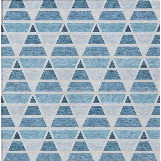 Blue And Silver Geometric Washable Indoor Outdoor Area Rug Photo 4