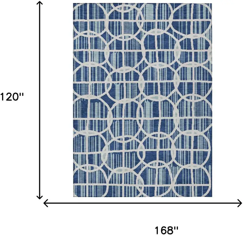 Blue And Silver Geometric Washable Indoor Outdoor Area Rug Photo 5