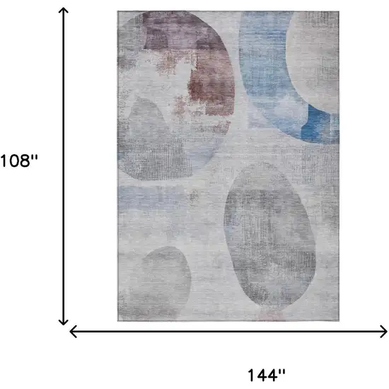 Blue And Silver Geometric Washable Indoor Outdoor Area Rug Photo 5