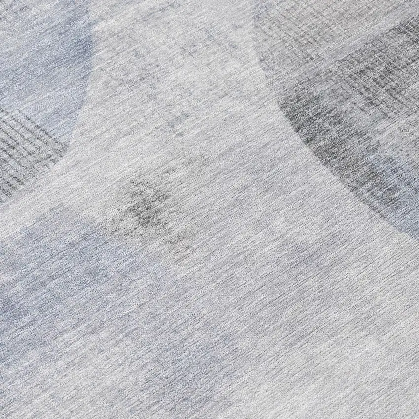 Blue And Silver Geometric Washable Indoor Outdoor Area Rug Photo 4