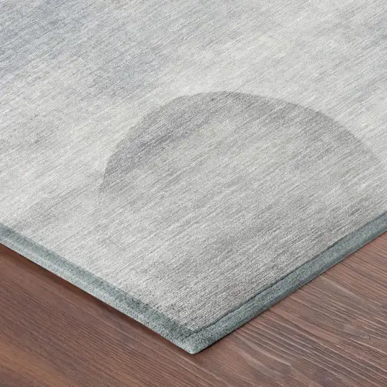 Blue And Silver Geometric Washable Indoor Outdoor Area Rug Photo 3