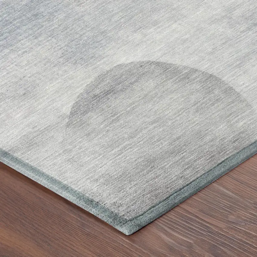 Blue And Silver Geometric Washable Indoor Outdoor Area Rug Photo 3
