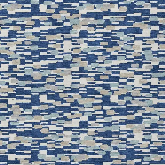 Blue And Silver Geometric Washable Indoor Outdoor Area Rug Photo 3