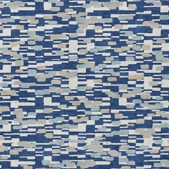 Blue And Silver Geometric Washable Indoor Outdoor Area Rug Photo 2
