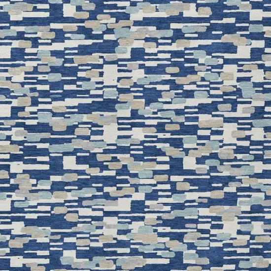Blue And Silver Geometric Washable Indoor Outdoor Area Rug Photo 3