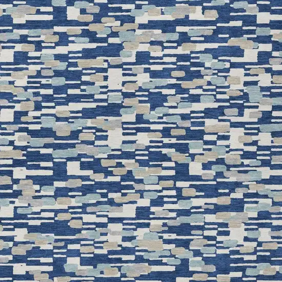 Blue And Silver Geometric Washable Indoor Outdoor Area Rug Photo 4