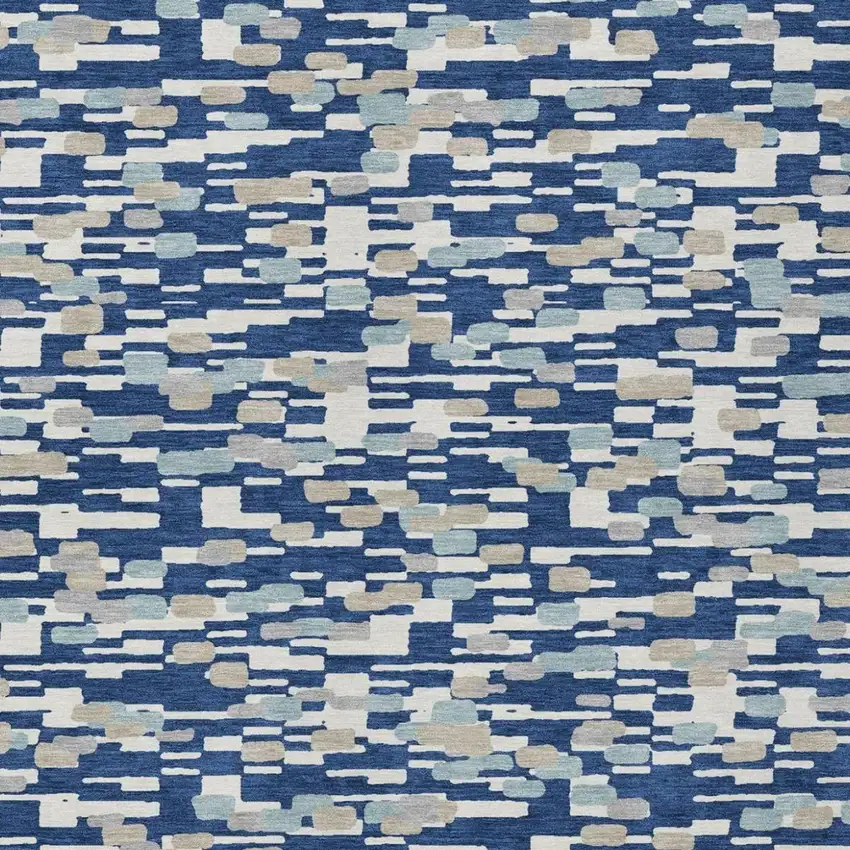 Blue And Silver Geometric Washable Indoor Outdoor Area Rug Photo 4