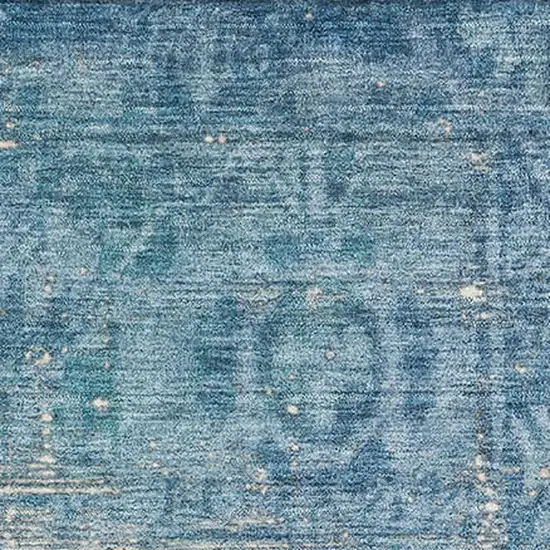 Blue And Silver Oriental Washable Area Rug With UV Protection Photo 2