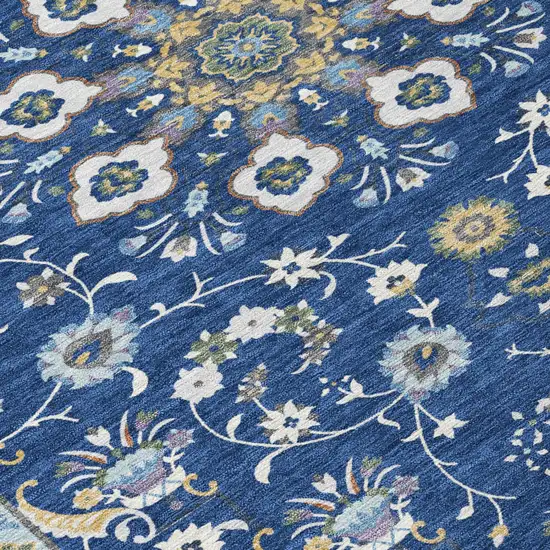 Blue And Silver Oriental Washable Indoor Outdoor Area Rug Photo 4