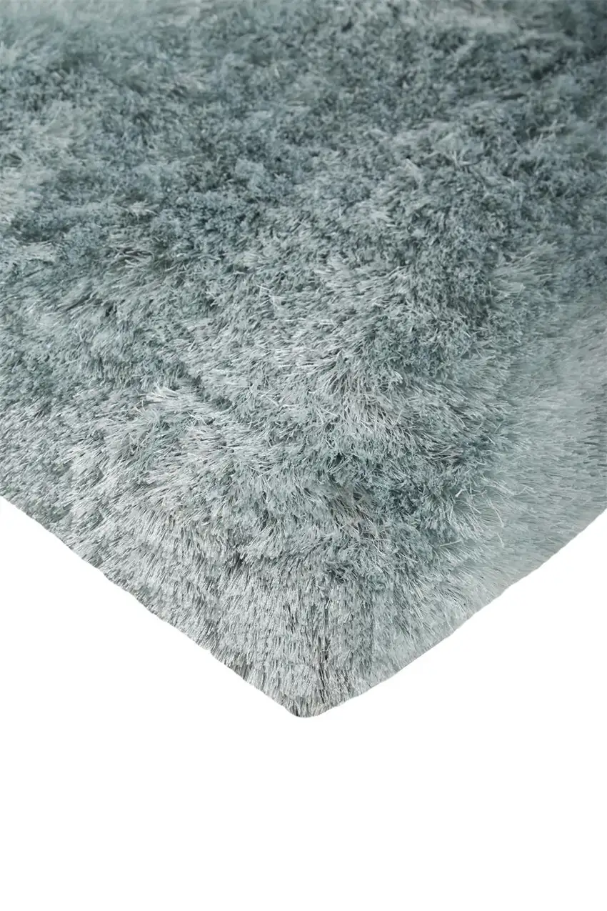 Blue And Silver Shag Tufted Handmade Area Rug Photo 8